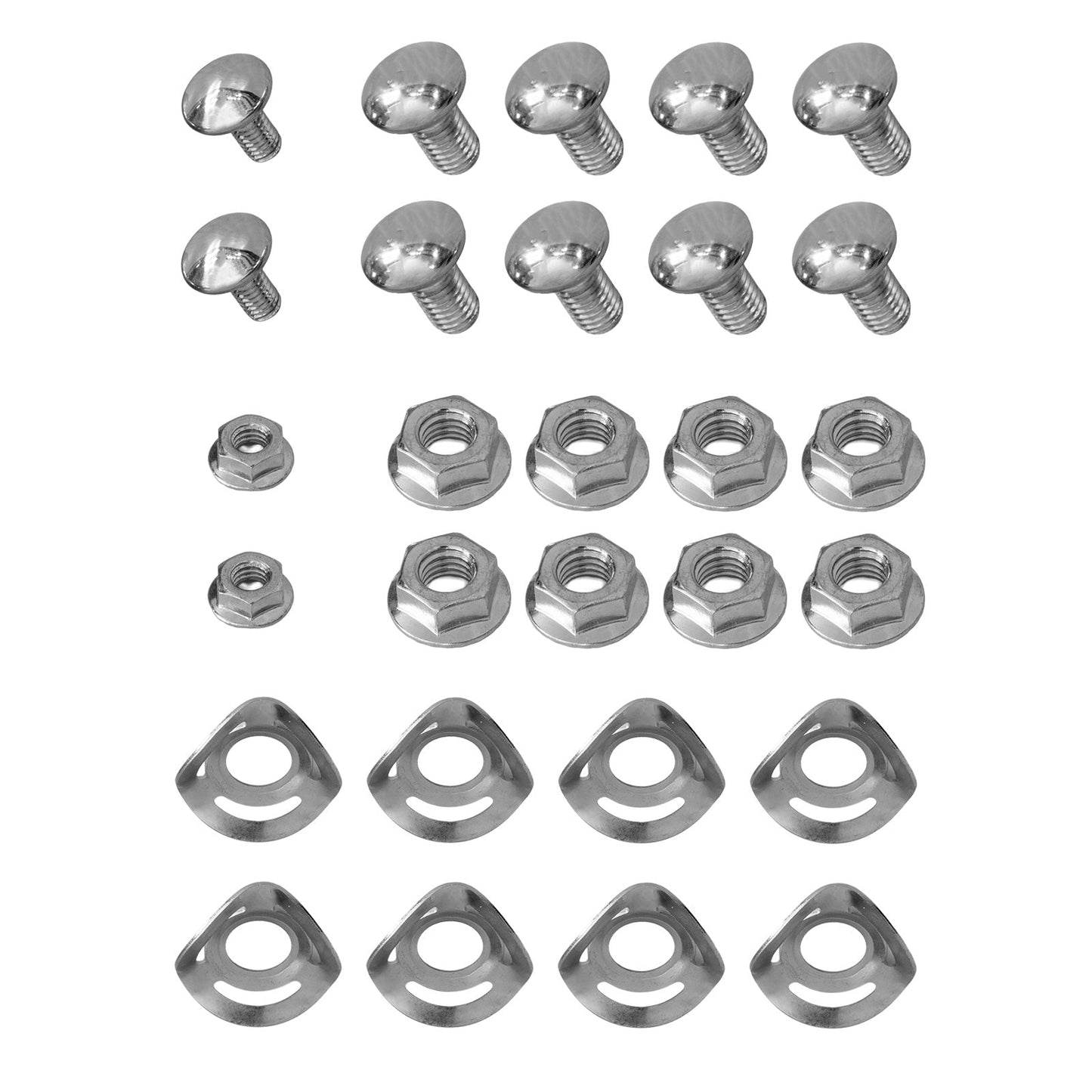 1964.5-1968 Ford Mustang Front & Rear 28pc Chrome Bumper Bolt Hardware Kit