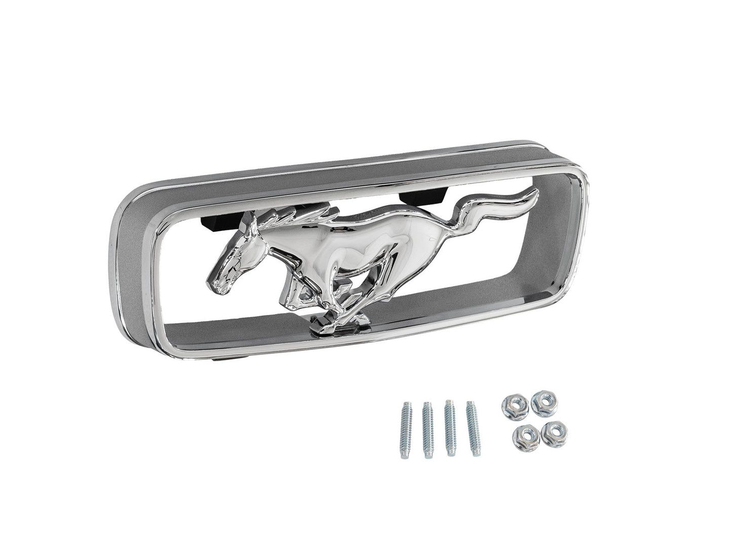 1966 Ford Mustang Standard Grille Chrome Running Horse Emblem & Corral Trim