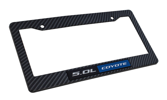 2011-2024 Mustang GT 5.0 Coyote Blue Emblem w/ Carbon Fiber Style License Frame