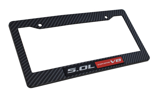 2011-2024 Mustang GT 5.0 Coyote Emblem w/ Carbon Fiber Style License Plate Frame