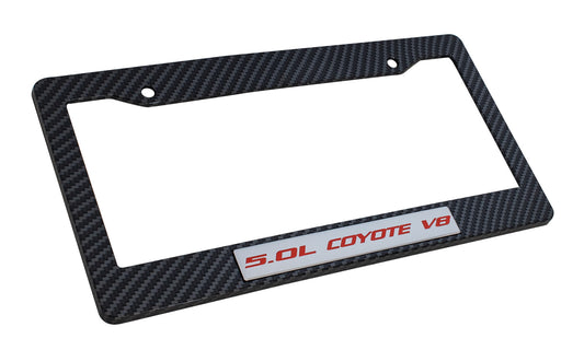 2011-2024 Mustang GT F150 5.0 Coyote V8 Emblem Carbon Fiber Style License Frame