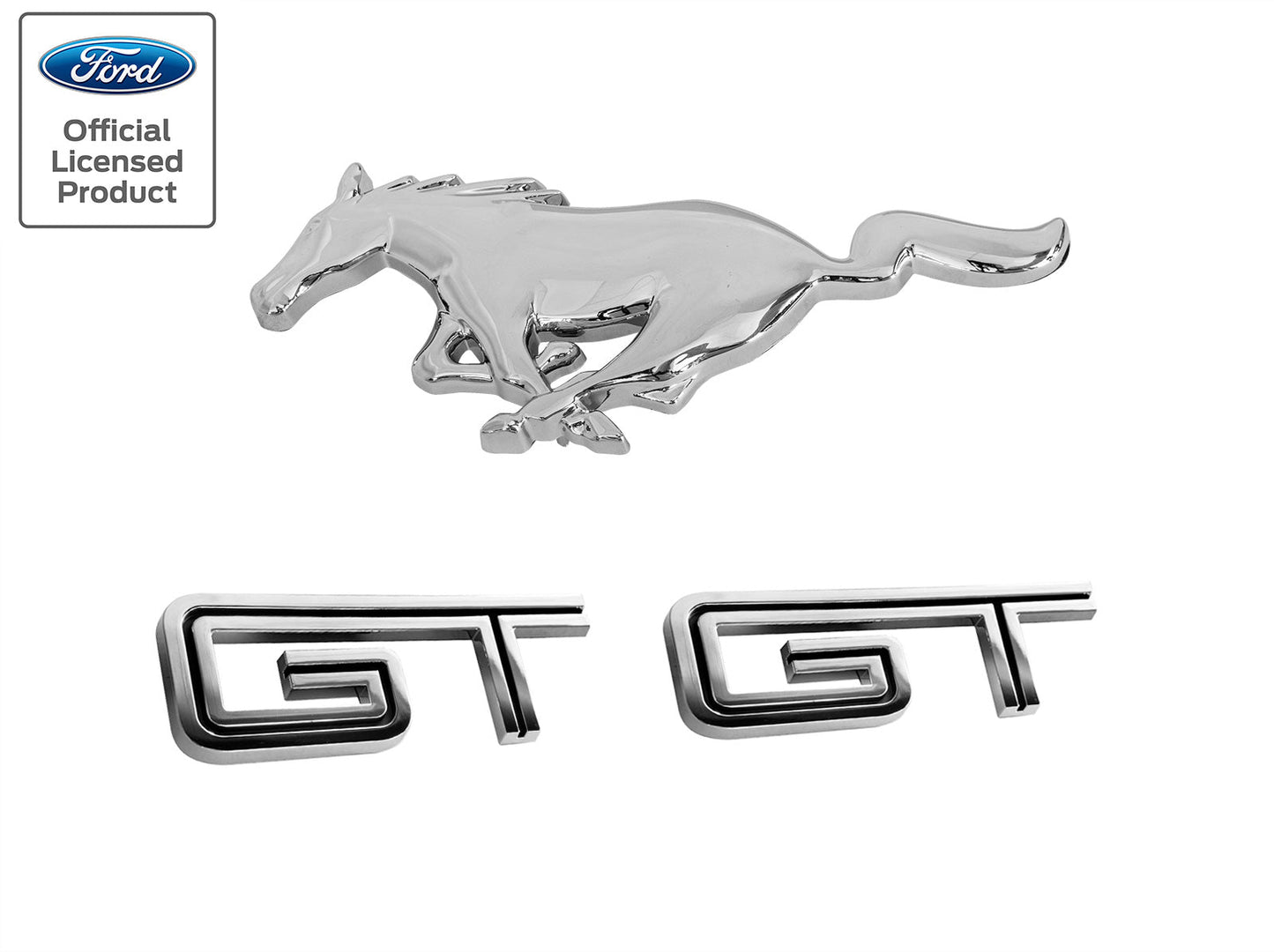 2005-2009 Ford Mustang Chrome Running Horse Front Grille & GT Fender Emblems