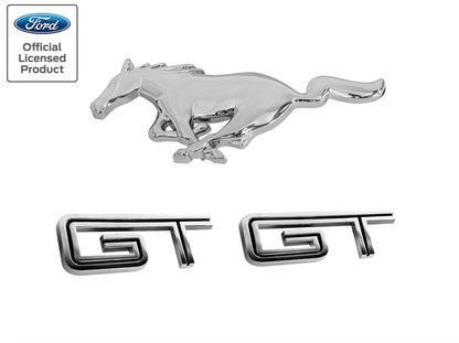2005-2009 Ford Mustang Chrome Running Horse Front Grille & GT Fender Emblems