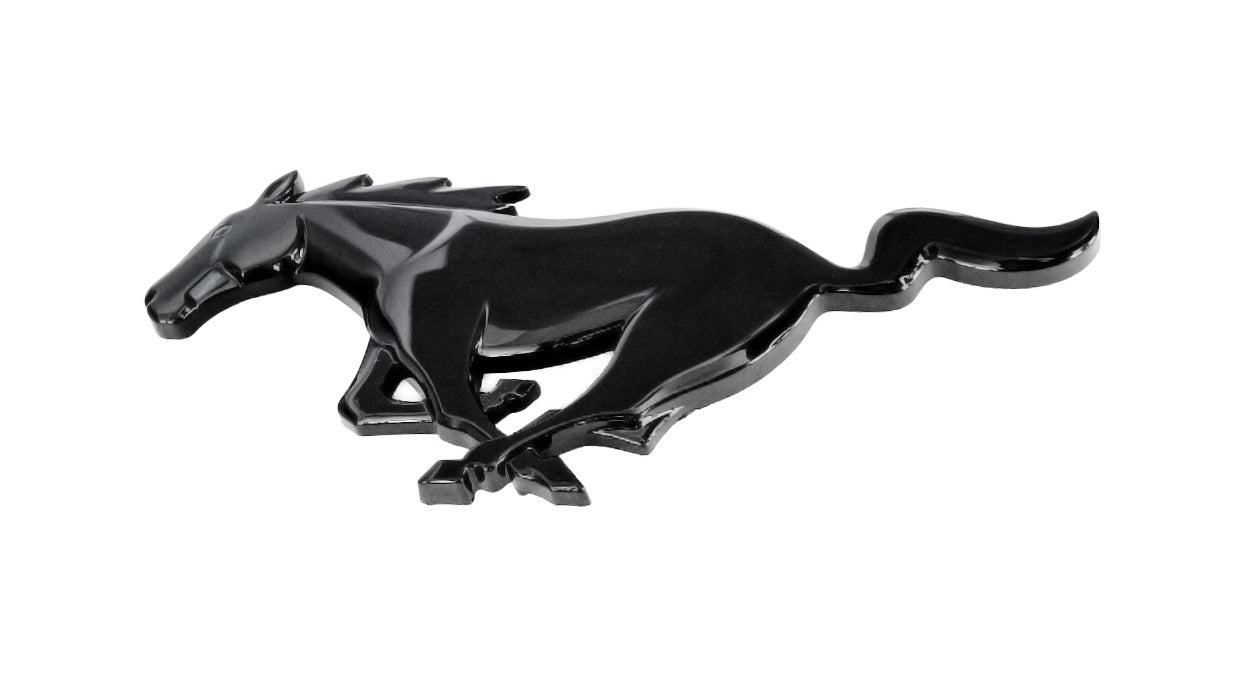 2010-2014 Ford Mustang 8" Gloss Black Running Horse Front Grille Emblem w/ Pins