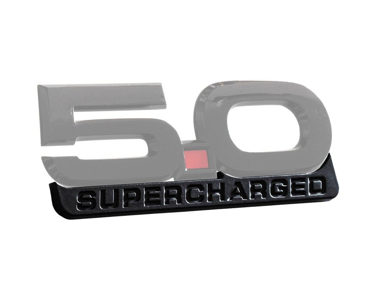 2015-2023 Mustang GT 5.0 V8 5" Supercharged Black Fender Lower Emblem Accent