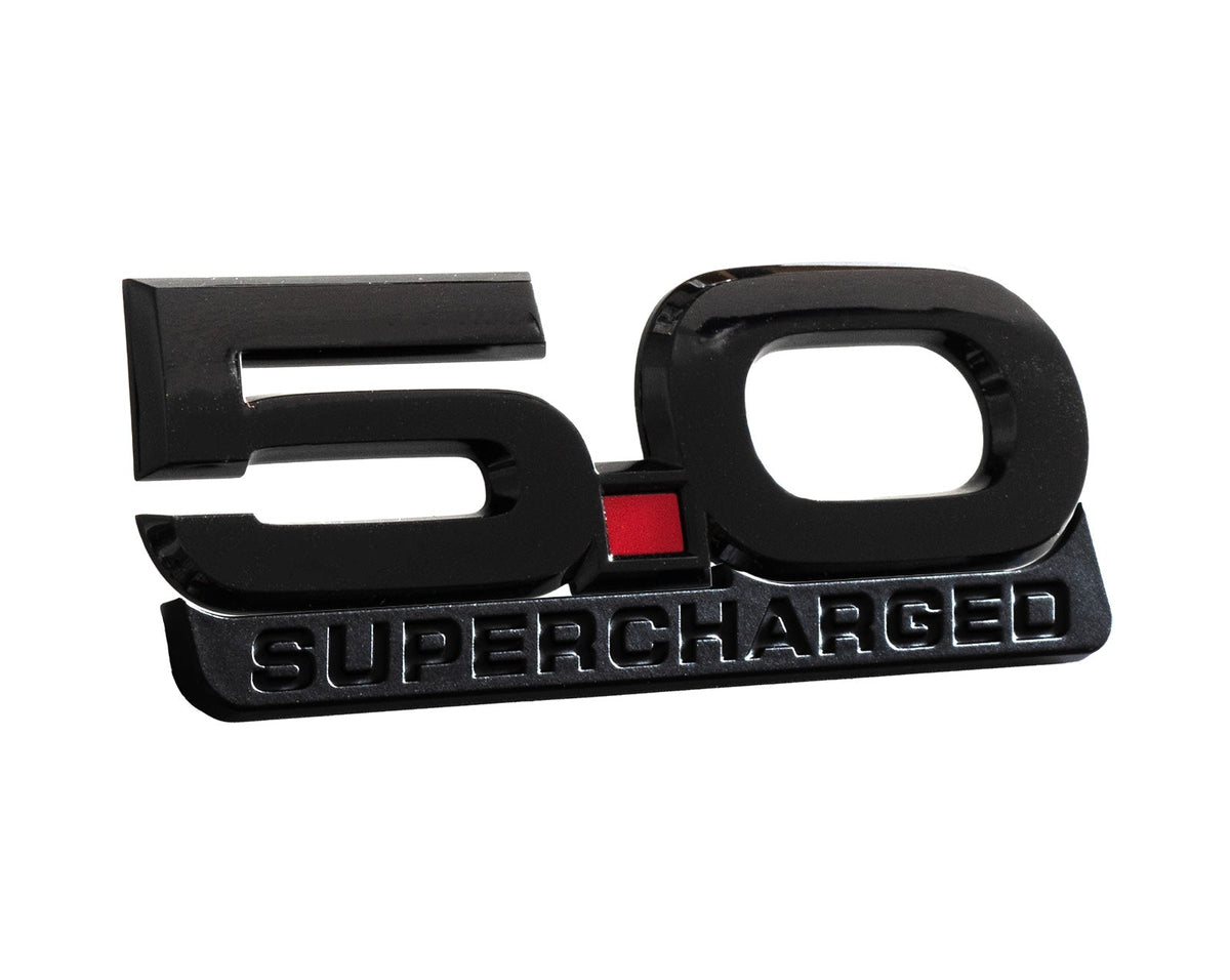 2015-2023 Mustang GT 5.0 V8 5" Supercharged Black Fender Lower Emblem Accent
