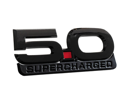2015-2023 Mustang GT 5.0 V8 5" Supercharged Black Fender Lower Emblem Accent