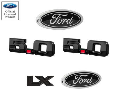 1987-1993 Ford Mustang LX 5pc Black Grille Fender Trunk Emblem Set