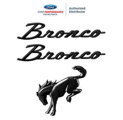 2021-2026 Ford Bronco OEM Gloss Black Script Fender Emblems & Rear Trunk Emblem
