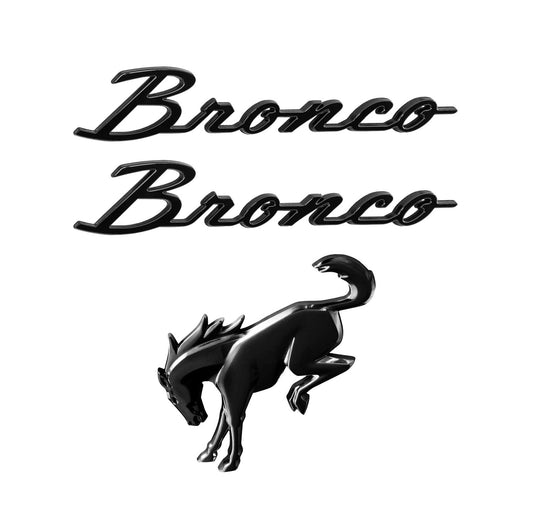 2021-2026 Ford Bronco OEM Gloss Black Script Fender Emblems & Rear Trunk Emblem