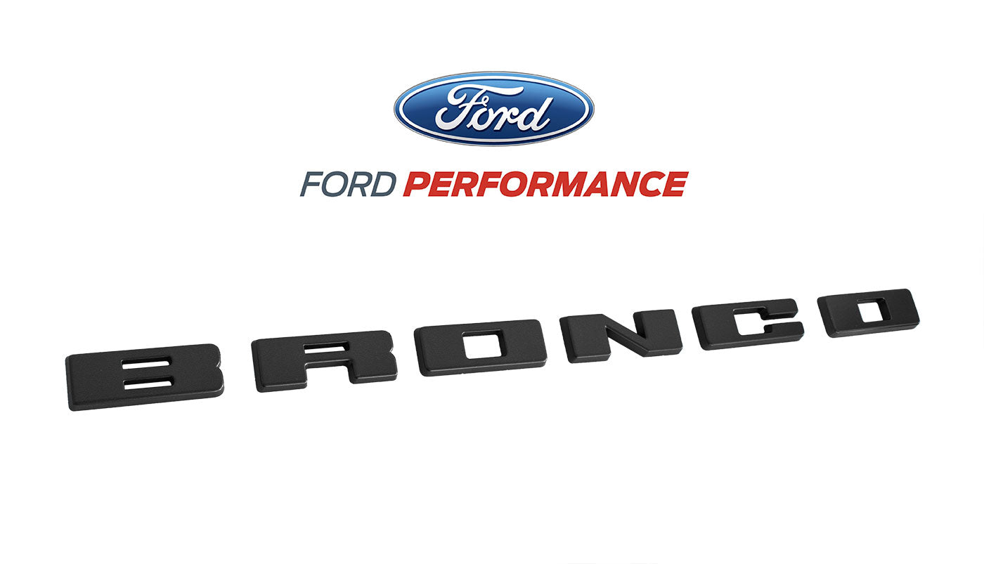 2021-2024 Bronco Ford Performance M-1447-BLMB Matte Black Grille Emblem Letters Overlay