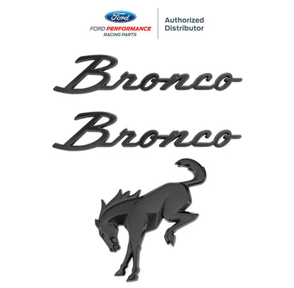 2021-2026 Bronco OEM Matte Black Script Fender Emblems & Rear Trunk Emblem