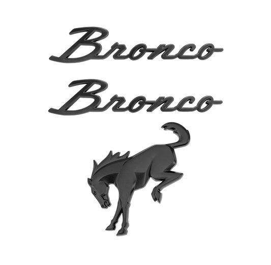 2021-2026 Bronco OEM Matte Black Script Fender Emblems & Rear Trunk Emblem