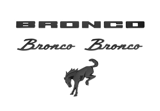 2021-2026 Bronco OEM Matte Black Fender, Trunk Emblems & Front Grille Overlay