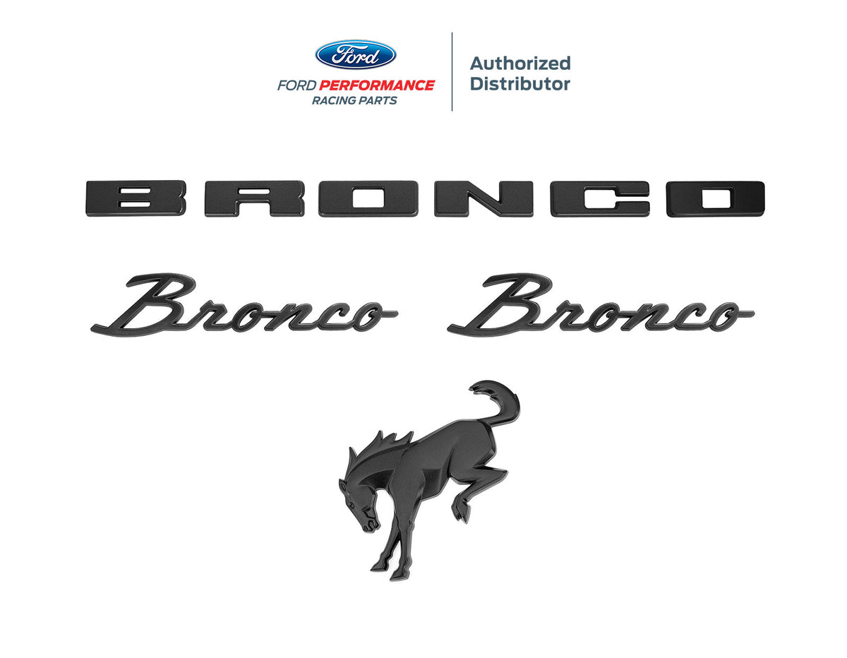 2021-2026 Bronco OEM Matte Black Fender, Trunk Emblems & Front Grille Overlay