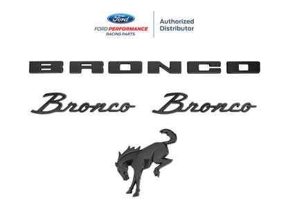 2021-2026 Bronco OEM Matte Black Fender, Trunk Emblems & Front Grille Overlay
