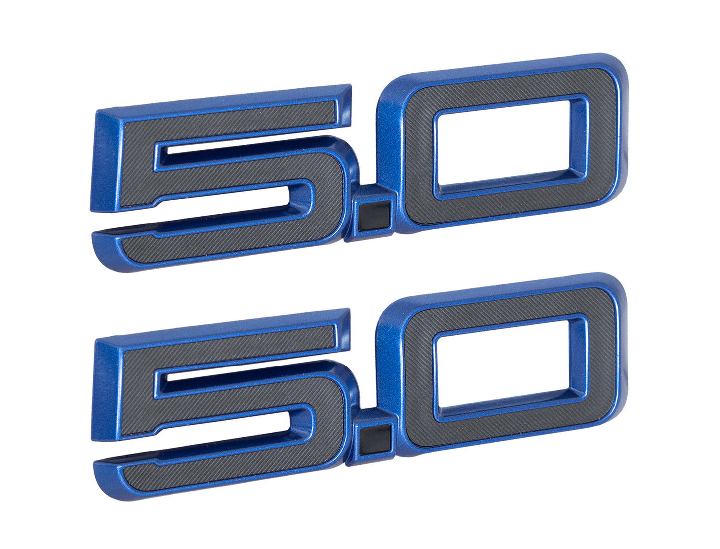 2024-2025 Ford Mustang GT California Special OEM PR3Z-16228-E 5.0 Blue 5.5" Fender Side Emblems Pair