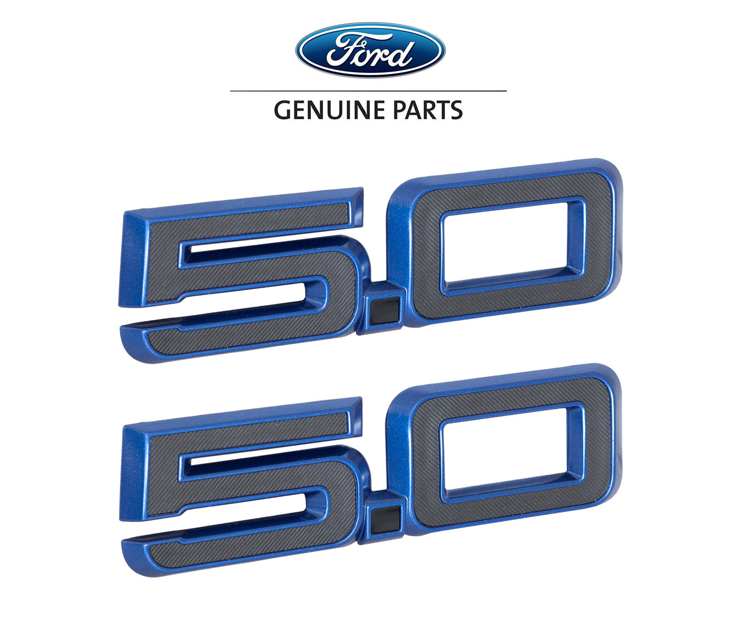 2024-2025 Ford Mustang GT California Special OEM PR3Z-16228-E 5.0 Blue 5.5" Fender Side Emblems Pair