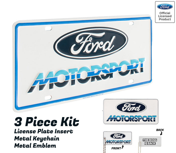 Ford Motorsport Early 1980s Style Logo Blue Metal License Plate Insert, Keychain, & Emblem (Copy)