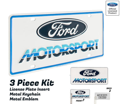 Ford Motorsport Early 1980s Style Logo Blue Metal License Plate Insert, Keychain, & Emblem (Copy)