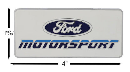 Ford Motorsport Late 1980s Style Logo Blue Metal License Plate Insert, Keychain, & Emblem
