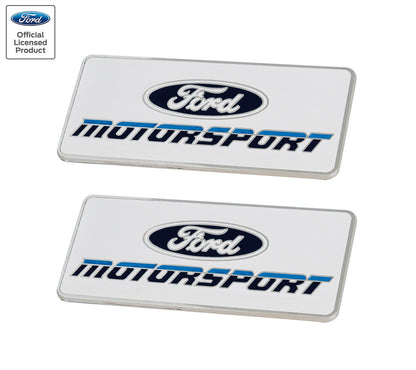 Ford Motorsport 4" Metal Emblems Late 1980s Style Blue 2 Color Logo - Pair
