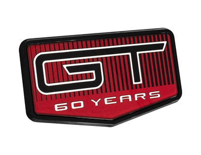 2025 Ford Mustang GT OEM SR3Z-6342528-A 60th Anniversary Rear Deck Lid Emblem - Black & Red