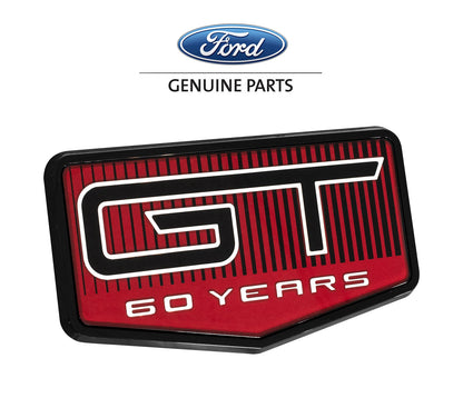 2025 Ford Mustang GT OEM SR3Z-6342528-A 60th Anniversary Rear Deck Lid Emblem - Black & Red
