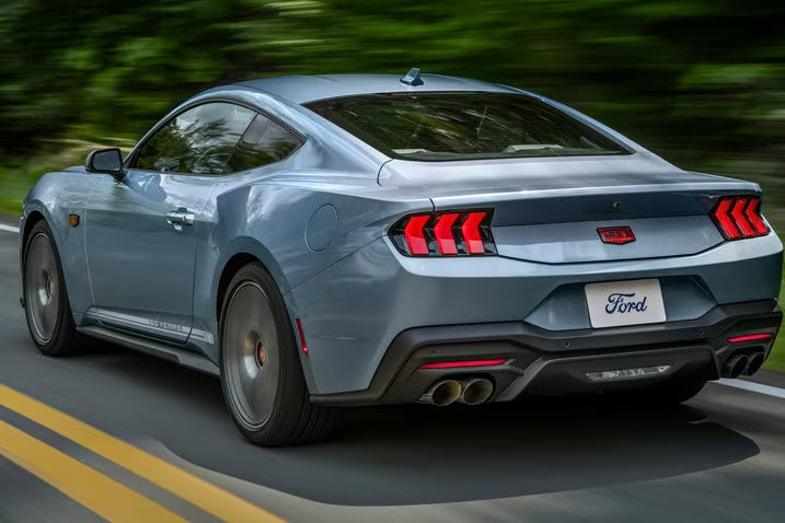 2025 Ford Mustang GT OEM SR3Z-6342528-A 60th Anniversary Rear Deck Lid Emblem - Black & Red