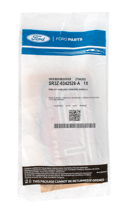 2025 Ford Mustang GT OEM SR3Z-6342528-A 60th Anniversary Rear Deck Lid Emblem - Black & Red