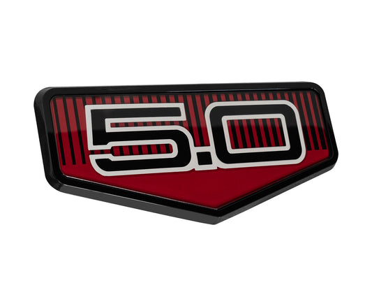 2025 Ford Mustang GT OEM SR3Z-16228-A 60th Anniversary 5.0 Fender Emblem - Black & Red
