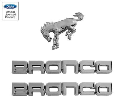 2021-2026 Bronco Classic 3pc Chrome Fender & Bucking Bronco Trunk Emblems