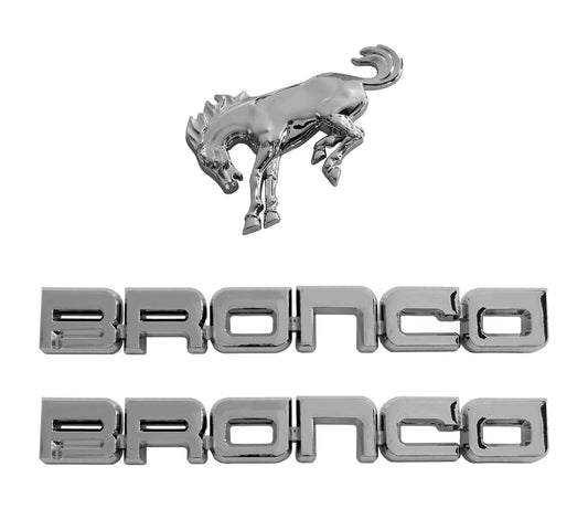 2021-2026 Bronco Classic 3pc Chrome Fender & Bucking Bronco Trunk Emblems