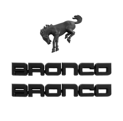 2021-2026 Bronco Classic 3pc Matte Black Fender & Bucking Bronco Trunk Emblems
