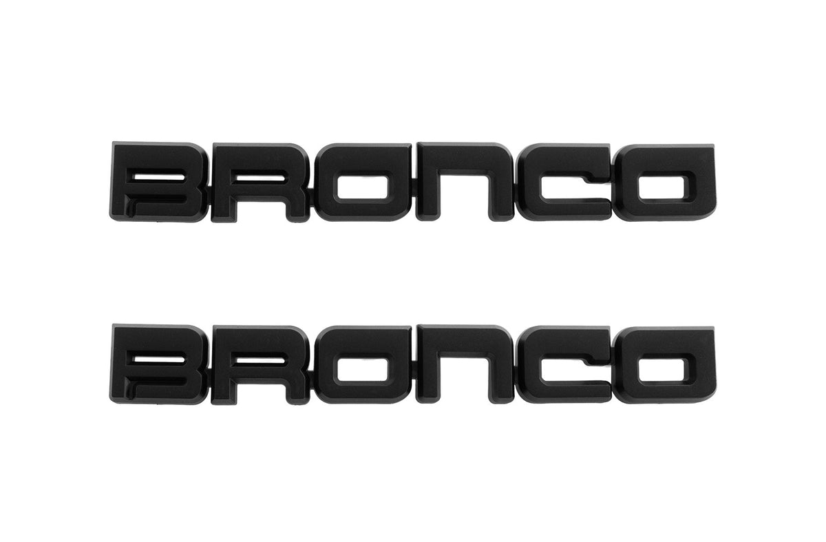 1987-1991 Ford Bronco Classic Matte Black 8.5" Bronco Fender Emblems Pair LH RH