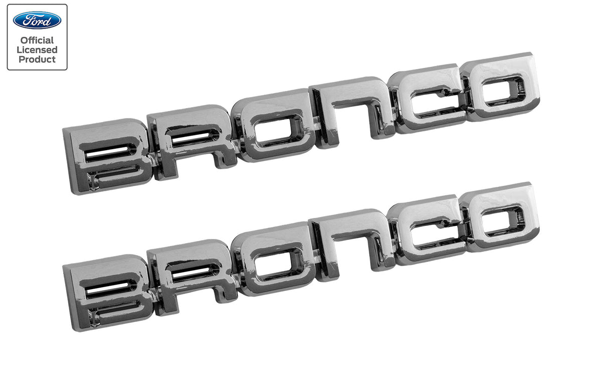1987-1991 Ford Bronco Classic Style Chrome 8.5" Bronco Fender Emblems Pair LH RH
