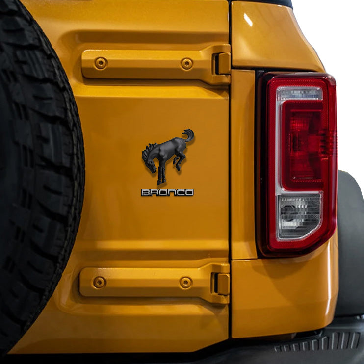2021-2026 Bronco Classic Chrome Name Badge & Matte Black Bucking Bronco Emblems