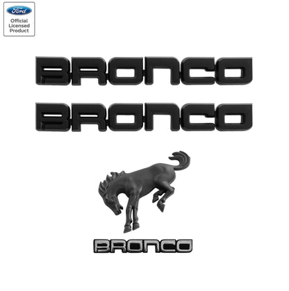 2021-2026 Bronco Classic Matte Black Bucking Bronco Fender Trunk Emblems 4pc Set