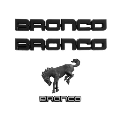 2021-2026 Bronco Classic Matte Black Bucking Bronco Fender Trunk Emblems 4pc Set