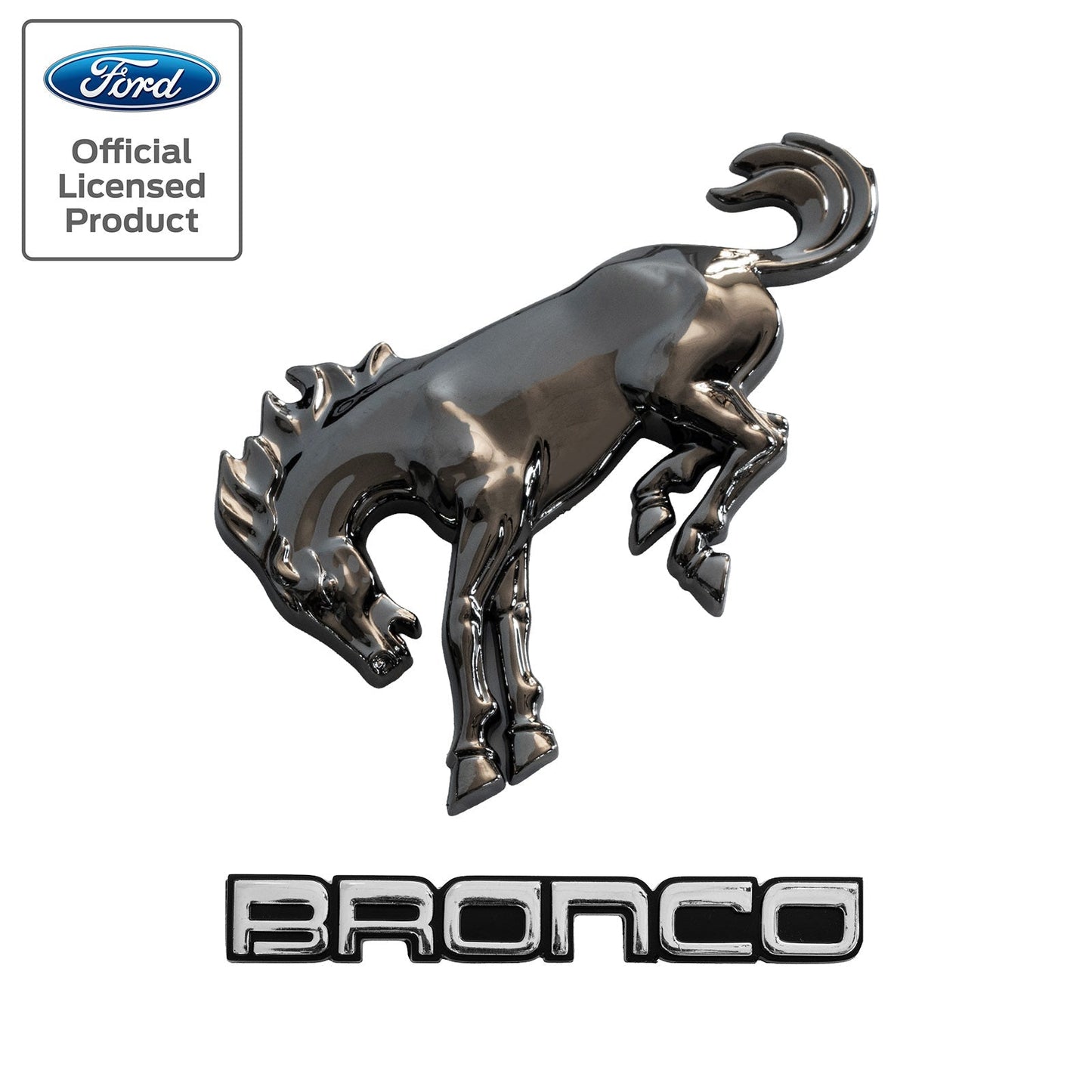 2021-2026 Bronco Classic Chrome Name Badge & Smoke Chrome Bucking Bronco Emblems