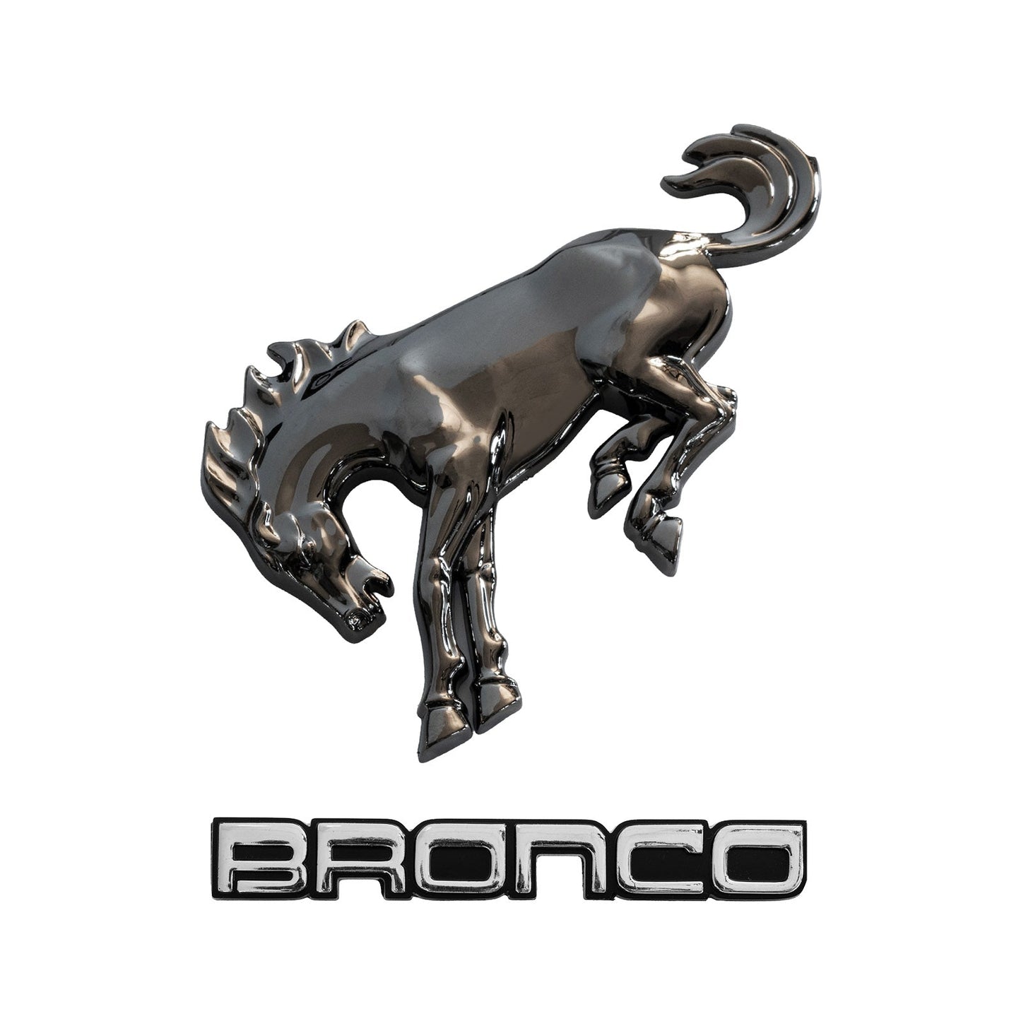 2021-2026 Bronco Classic Chrome Name Badge & Smoke Chrome Bucking Bronco Emblems