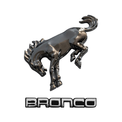 2021-2026 Bronco Classic Chrome Name Badge & Smoke Chrome Bucking Bronco Emblems