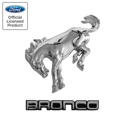 2021-2026 Ford Bronco Classic Style Chrome Name Badge & Bucking Bronco Emblems