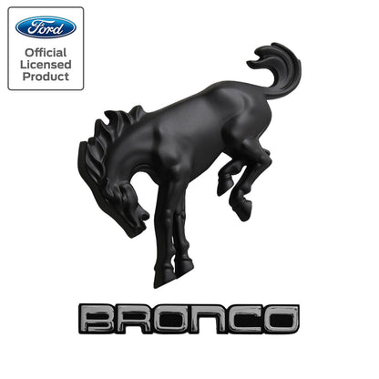 2021-2026 Bronco Classic Chrome Name Badge & Matte Black Bucking Bronco Emblems