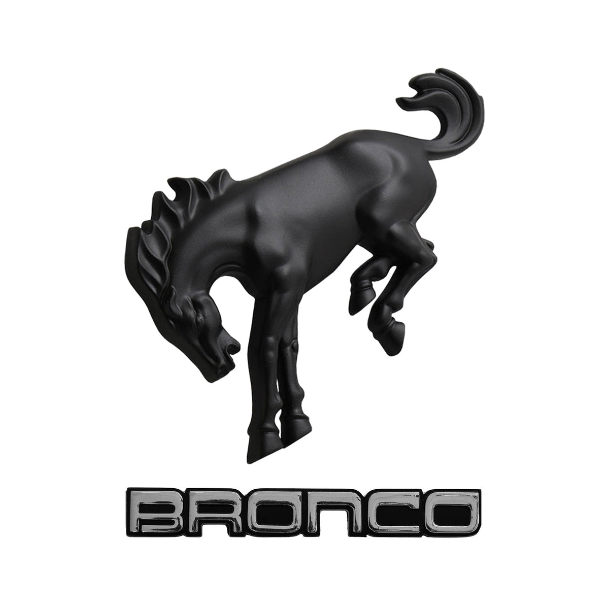 2021-2026 Bronco Classic Chrome Name Badge & Matte Black Bucking Bronco Emblems