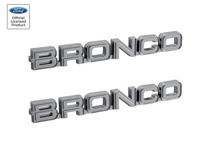 1982-1986 Ford Bronco Classic Style Chrome 7.75" Bronco Fender Emblems Pair