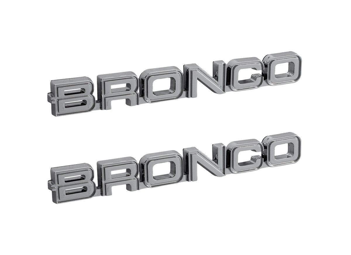 1982-1986 Ford Bronco Classic Style Chrome 7.75" Bronco Fender Emblems Pair