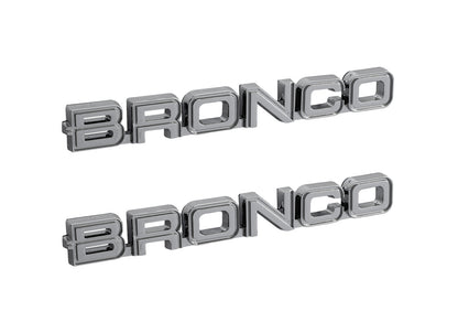 1982-1986 Ford Bronco Classic Style Chrome 7.75" Bronco Fender Emblems Pair