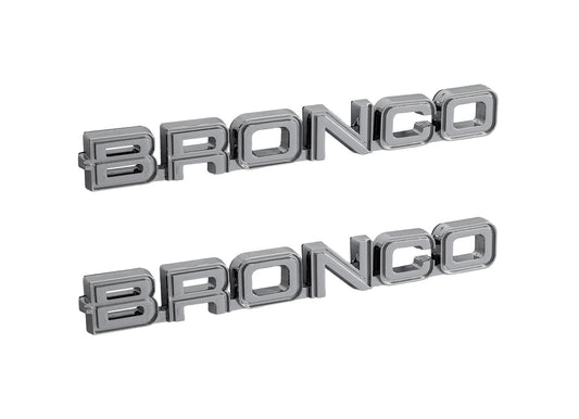 1982-1986 Ford Bronco Classic Style Chrome 7.75" Bronco Fender Emblems Pair