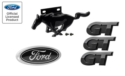 1999-2004 Ford Mustang GT Black Front Grille Running Horse, Fender, & Trunk Emblems